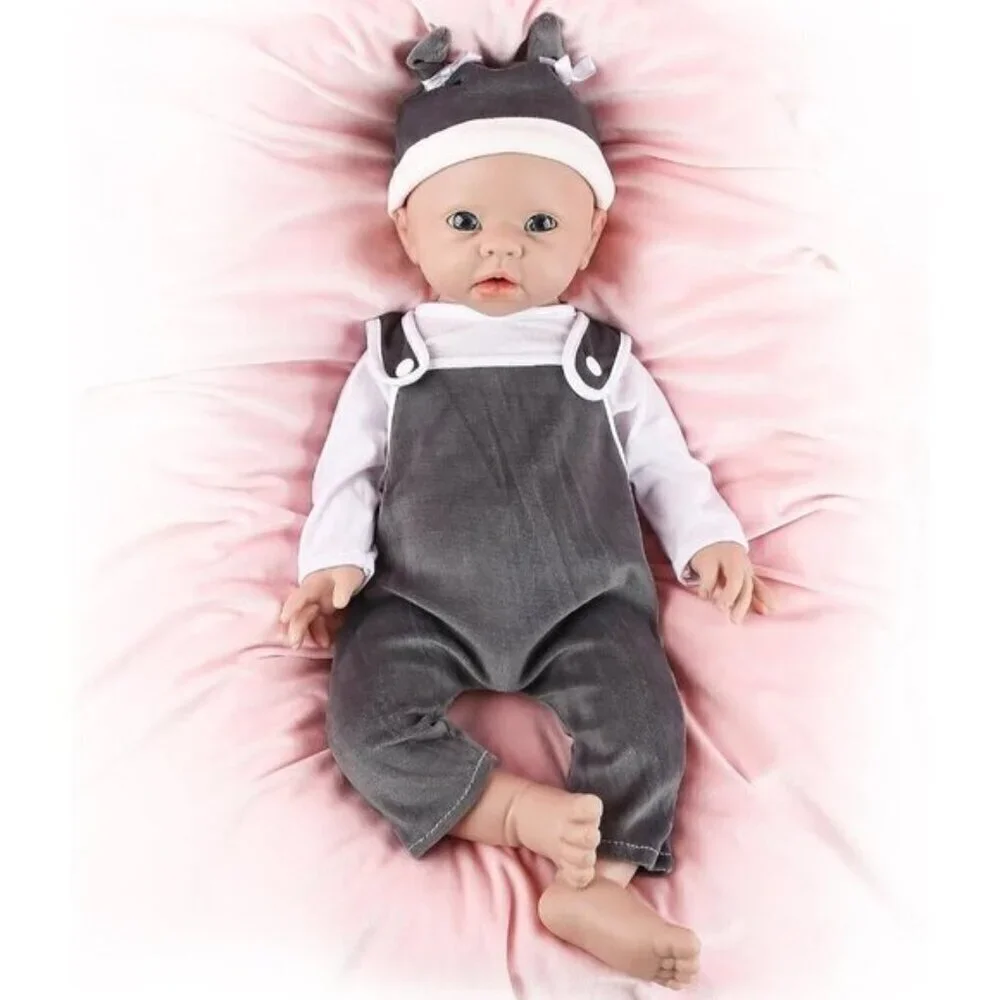 Full Silicone Reborn Baby Doll Boy 20 inch Black White Newborn Baby Doll